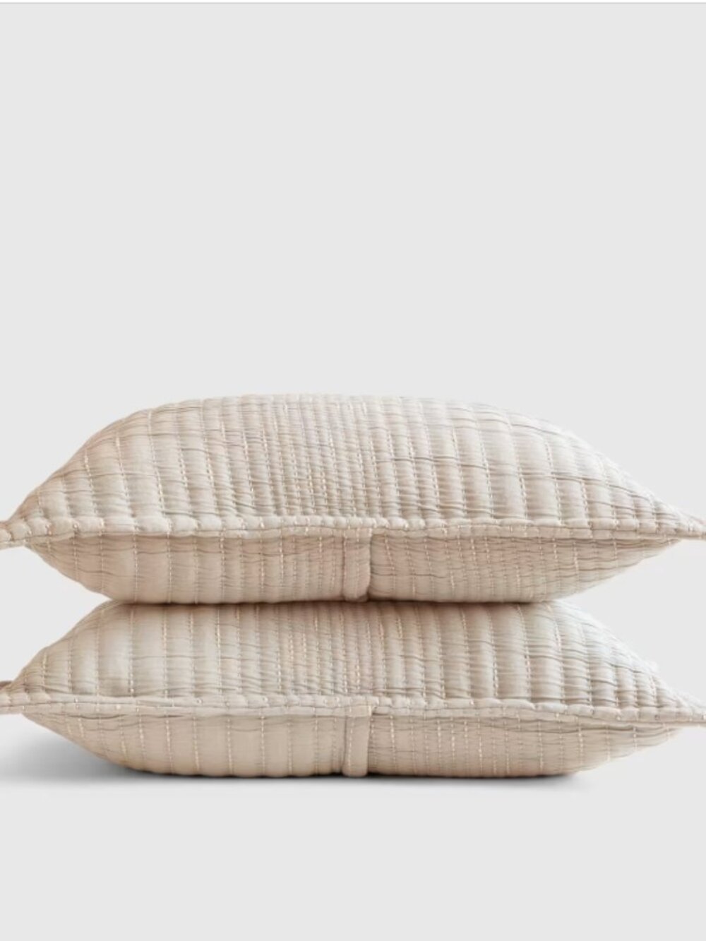 Organic Cotton Channel Stitch Sham Set King Sand